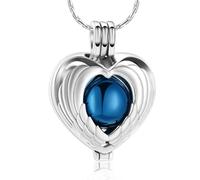 ZEZILE Crémation Bijoux Urne Memorial Collier pour Cendres Ange Aile Amour Coeur Pendentif Jar Médaillon Cendres Holder Souvenir