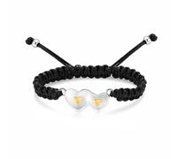 ZEZILE Crémation Cendres Bracelet Double Coeur Réglable Tressé Bracelet Pour Cendres Petites Urnes Mémorial Femmes Bijoux Gravetable