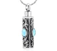 ZEZILE Crémation collier pour cendres cylindre en acier inoxydable urne médaillon mémorial cendres souvenir bijoux