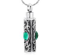 ZEZILE Crémation collier pour cendres cylindre en acier inoxydable urne médaillon mémorial cendres souvenir bijoux