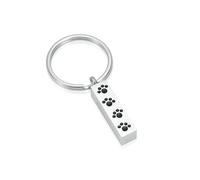ZEZILE Crémation Pendentif Urnes Porte-clés Cube Avec Empreinte de Patte Pour Chien Chat Animal de Compagnie Cendres En Acier Inoxydable Mémorial Bijoux Porte-clés Porte-clés