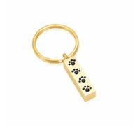 ZEZILE Crémation Pendentif Urnes Porte-clés Cube Avec Empreinte de Patte Pour Chien Chat Animal de Compagnie Cendres En Acier Inoxydable Mémorial Bijoux Porte-clés Porte-clés