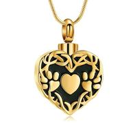 ZEZILE Crémation pour animaux de compagnie bijoux patte impression coeur urne cendres collier pour chien/chat cendres souvenir bijoux commémoratifs