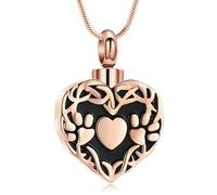 ZEZILE Crémation pour animaux de compagnie bijoux patte impression coeur urne cendres collier pour chien/chat cendres souvenir bijoux commémoratifs
