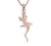 ZEZILE Crémation urne collier lézard pendentif bijoux pour cendres en acier inoxydable Keepaske bijoux cristal collier commémoratif pour femmes hommes