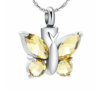 ZEZILE Cristal papillon pendentif collier crémation urne violet/bleu/rouge/vert/rose couleur mémorial bijoux cendres souvenir