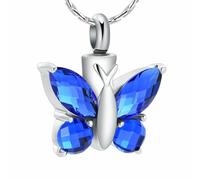 ZEZILE Cristal papillon pendentif collier crémation urne violet/bleu/rouge/vert/rose couleur mémorial bijoux cendres souvenir