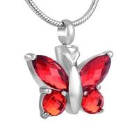 ZEZILE Cristal papillon pendentif collier crémation urne violet/bleu/rouge/vert/rose couleur mémorial bijoux cendres souvenir
