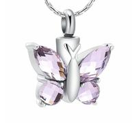ZEZILE Cristal papillon pendentif collier crémation urne violet/bleu/rouge/vert/rose couleur mémorial bijoux cendres souvenir