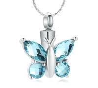 ZEZILE Cristal papillon pendentif collier crémation urne violet/bleu/rouge/vert/rose couleur mémorial bijoux cendres souvenir