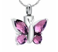ZEZILE Cristal papillon pendentif collier crémation urne violet/bleu/rouge/vert/rose couleur mémorial bijoux cendres souvenir