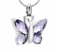 ZEZILE Cristal papillon pendentif collier crémation urne violet/bleu/rouge/vert/rose couleur mémorial bijoux cendres souvenir
