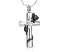 ZEZILE Croix Crémation Bijoux Chat, papillon Urne, colliers pour hommes, femmes, Mémoire commémoratif d’animaux de compagnie, cendres de compagnie Pendentifs de souvenirs