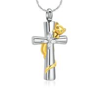 ZEZILE Croix Crémation Bijoux Chat, papillon Urne, colliers pour hommes, femmes, Mémoire commémoratif d’animaux de compagnie, cendres de compagnie Pendentifs de souvenirs