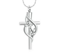 ZEZILE Croix crémation bijoux urne collier pour cendres en acier inoxydable cristal papillon Memorial pendentif souvenir cadeau pour les femmes