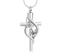 ZEZILE Croix crémation bijoux urne collier pour cendres en acier inoxydable cristal papillon Memorial pendentif souvenir cadeau pour les femmes