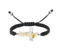 ZEZILE Croix urne Bracelet pour cendres Rose fleur crémation souvenir bijoux réglable tressé bracelet bracelet cadeau pour femmes hommes