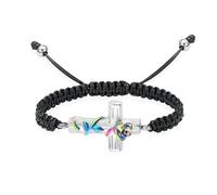 ZEZILE Croix urne Bracelet pour cendres Rose fleur crémation souvenir bijoux réglable tressé bracelet bracelet cadeau pour femmes hommes
