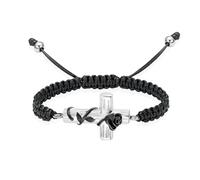 ZEZILE Croix urne Bracelet pour cendres Rose fleur crémation souvenir bijoux réglable tressé bracelet bracelet cadeau pour femmes hommes