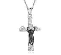 ZEZILE Croix urne collier pour cendres chat animal de compagnie crémation bijoux souvenir en acier inoxydable Memorial pendentif cadeau pour hommes femmes