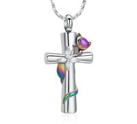 ZEZILE Croix urne collier pour cendres chat crémation bijoux souvenir animal de compagnie enterrement cendres porte mémorial pendentif funéraire cadeau pour les femmes hommes