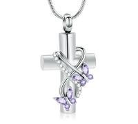 ZEZILE Croix urne collier pour cendres cristal papillon pendentif crémation bijoux souvenir animaux humains Memorial cadeau pour les femmes filles