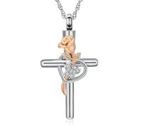 ZEZILE Croix urne collier pour cendres Rose fleur papillon crémation bijoux souvenir cendre porte Memorial pendentif cadeau pour les femmes