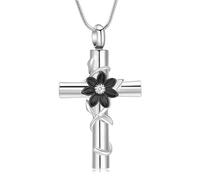 ZEZILE Croix urne collier pour cendres tournesol crémation bijoux en acier inoxydable cendres pendentif souvenir collier commémoratif pour femmes hommes