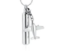 ZEZILE Cylindre crémation bijoux pour cendres 316L en acier inoxydable urne pendentif collier commémoratif avec petits accessoires souvenir
