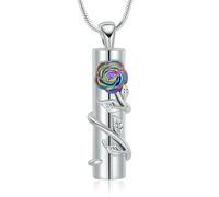 ZEZILE Cylindre urne collier pour cendres Rose crémation bijoux en acier inoxydable Memorial souvenir cendres pendentif bijoux pour hommes femmes