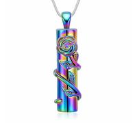 ZEZILE Cylindre urne collier pour cendres Rose crémation bijoux en acier inoxydable Memorial souvenir cendres pendentif bijoux pour hommes femmes