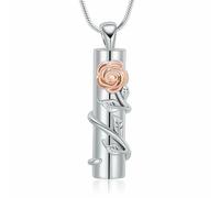 ZEZILE Cylindre urne collier pour cendres Rose crémation bijoux en acier inoxydable Memorial souvenir cendres pendentif bijoux pour hommes femmes