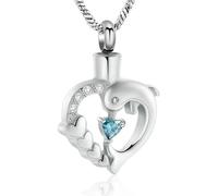 ZEZILE Dauphin crémation bijoux coeur cristal urne collier pour cendre en acier inoxydable souvenir mémorial cendre pendentif bijoux pour femmes hommes