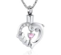 ZEZILE Dauphin crémation bijoux coeur cristal urne collier pour cendre en acier inoxydable souvenir mémorial cendre pendentif bijoux pour femmes hommes