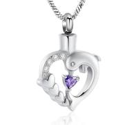 ZEZILE Dauphin crémation bijoux coeur cristal urne collier pour cendre en acier inoxydable souvenir mémorial cendre pendentif bijoux pour femmes hommes