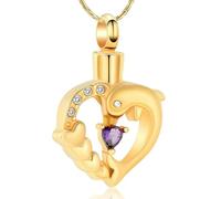 ZEZILE Dauphin crémation bijoux coeur cristal urne collier pour cendre en acier inoxydable souvenir mémorial cendre pendentif bijoux pour femmes hommes