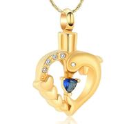 ZEZILE Dauphin crémation bijoux coeur cristal urne collier pour cendre en acier inoxydable souvenir mémorial cendre pendentif bijoux pour femmes hommes