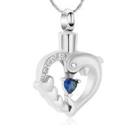 ZEZILE Dauphin crémation bijoux coeur cristal urne collier pour cendre en acier inoxydable souvenir mémorial cendre pendentif bijoux pour femmes hommes