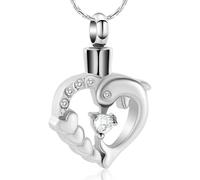 ZEZILE Dauphin crémation bijoux coeur cristal urne collier pour cendre en acier inoxydable souvenir mémorial cendre pendentif bijoux pour femmes hommes