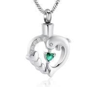 ZEZILE Dauphin crémation bijoux coeur cristal urne collier pour cendre en acier inoxydable souvenir mémorial cendre pendentif bijoux pour femmes hommes
