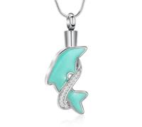 ZEZILE dauphin crémation bijoux en acier inoxydable urne collier pour cendres pour les femmes hommes souvenir mémorial humain animal de compagnie cendre pendentif collier