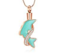 ZEZILE dauphin crémation bijoux en acier inoxydable urne collier pour cendres pour les femmes hommes souvenir mémorial humain animal de compagnie cendre pendentif collier
