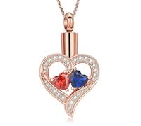 ZEZILE Double coeur pierre de naissance urne collier pour cendres cristal crémation bijoux en acier inoxydable souvenir Memorial pendentif en cendre pour les femmes