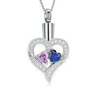 ZEZILE Double coeur pierre de naissance urne collier pour cendres cristal crémation bijoux en acier inoxydable souvenir Memorial pendentif en cendre pour les femmes