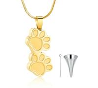 ZEZILE Double patte crémation bijoux pour animal de compagnie chat chien urne collier pour cendres en acier inoxydable cendres pendentif souvenir mémorial pour bijoux
