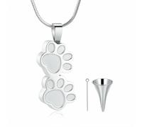 ZEZILE Double patte crémation bijoux pour animal de compagnie chat chien urne collier pour cendres en acier inoxydable cendres pendentif souvenir mémorial pour bijoux