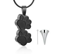 ZEZILE Double patte crémation bijoux pour animal de compagnie chat chien urne collier pour cendres en acier inoxydable cendres pendentif souvenir mémorial pour bijoux