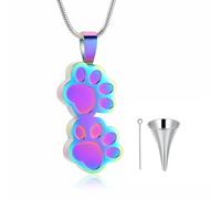 ZEZILE Double patte crémation bijoux pour animal de compagnie chat chien urne collier pour cendres en acier inoxydable cendres pendentif souvenir mémorial pour bijoux