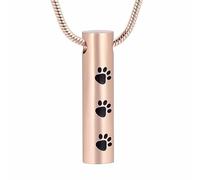 ZEZILE Empreinte de patte en acier inoxydable sur cylindre crémation Collier souvenir pour cendres urne Memorial souvenir pendentif bijoux