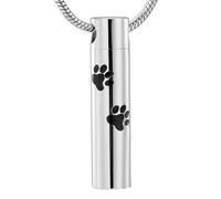 ZEZILE Empreinte de patte en acier inoxydable sur cylindre crémation Collier souvenir pour cendres urne Memorial souvenir pendentif bijoux